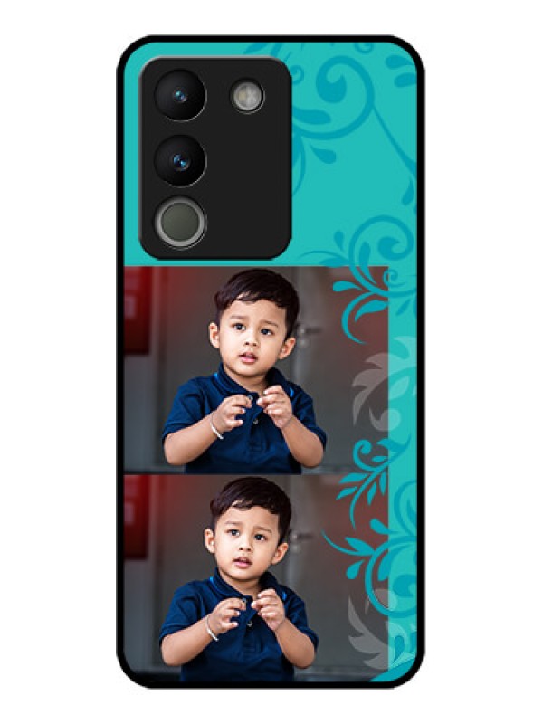 Custom Vivo Y200 5G Custom Metal Phone Case - With Photo And Green Floral Design