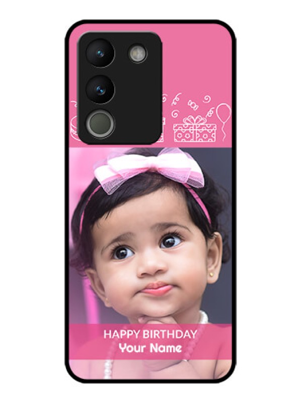 Custom Vivo Y200 5G Custom Metal Phone Case - With Birthday Line Art Design