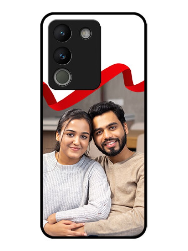 Custom Vivo Y200 5G Custom Metal Phone Case - Red Ribbon Frame Design