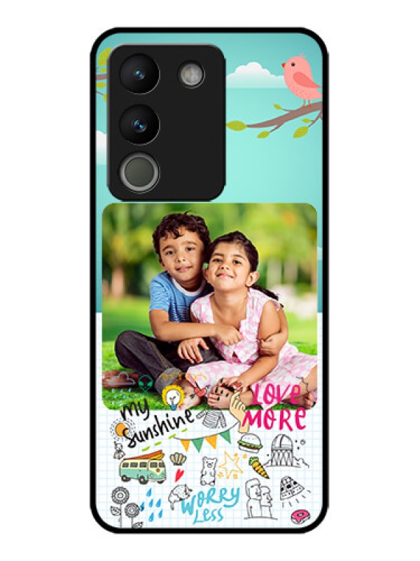 Custom Vivo Y200 5G Custom Metal Phone Case - Doodle Love Design