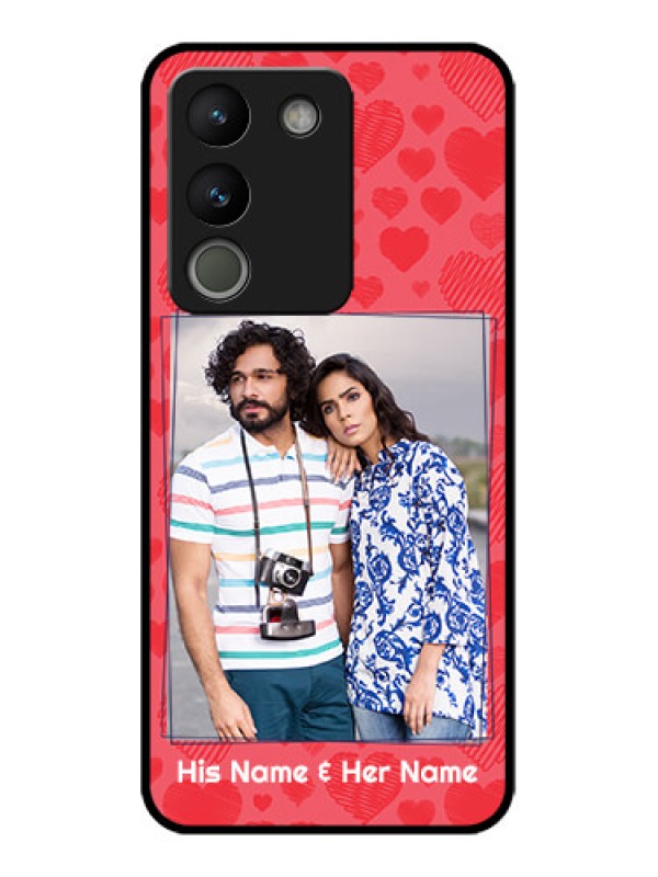 Custom Vivo Y200 5G Custom Metal Phone Case - With Red Heart Symbols Design