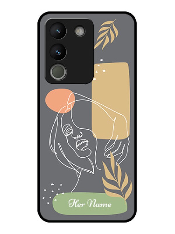 Custom Vivo Y200 5G Custom Metal Phone Case - Gazing Woman Line Art Design