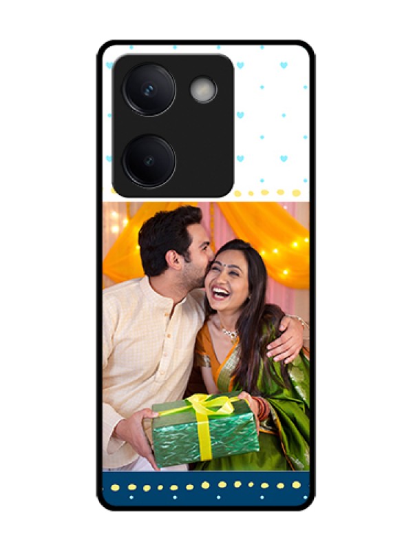 Custom Vivo Y200 Pro 5G Custom Metal Phone Case - White And Blue Abstract Design