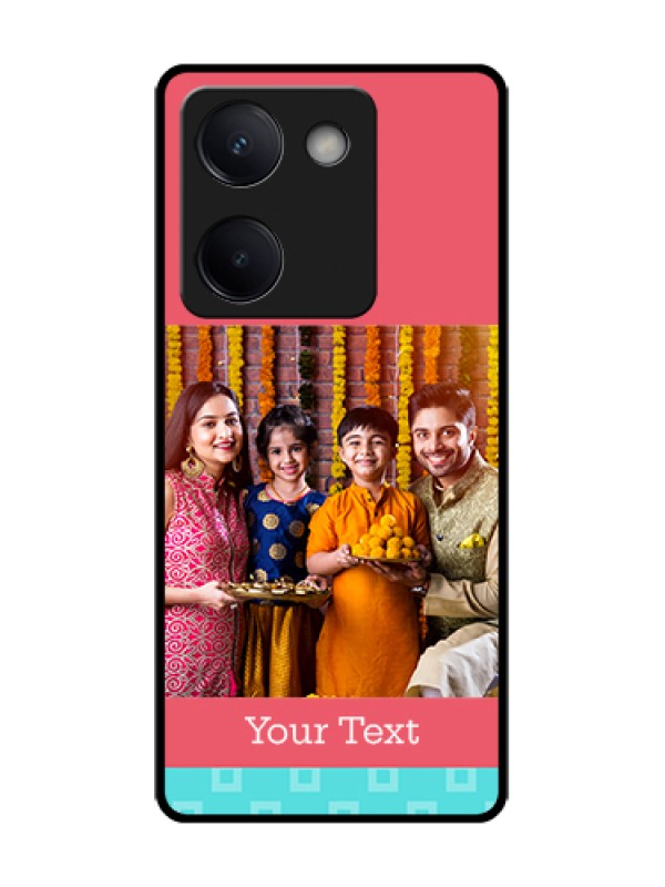 Custom Vivo Y200 Pro 5G Custom Metal Phone Case - Peach & Blue Color Design