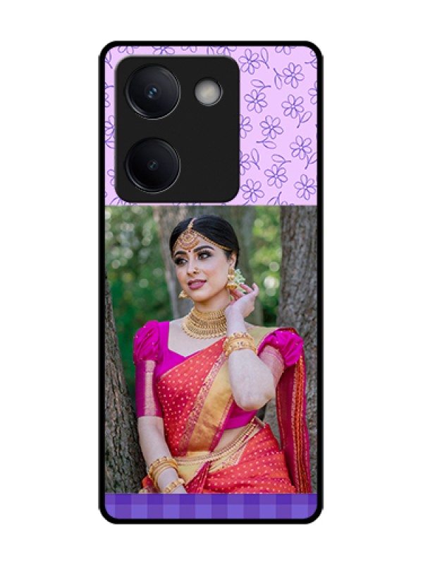 Custom Vivo Y200 Pro 5G Custom Metal Phone Case - Purple Floral Design
