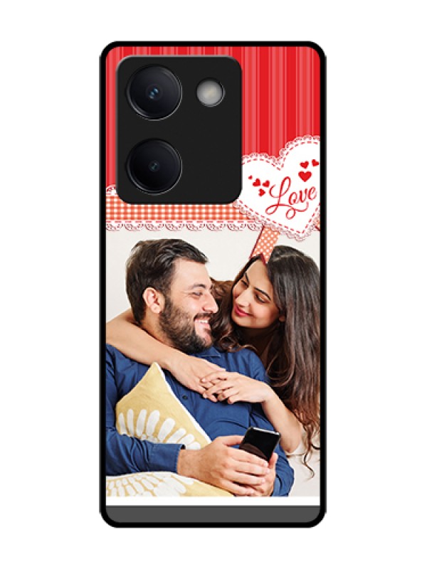 Custom Vivo Y200 Pro 5G Custom Metal Phone Case - Red Love Pattern Design