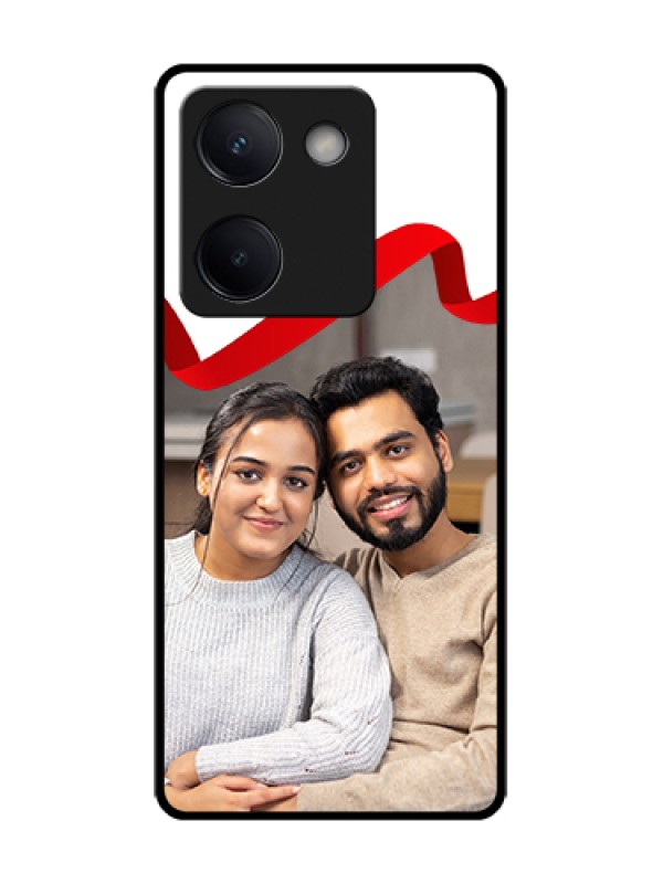 Custom Vivo Y200 Pro 5G Custom Metal Phone Case - Red Ribbon Frame Design