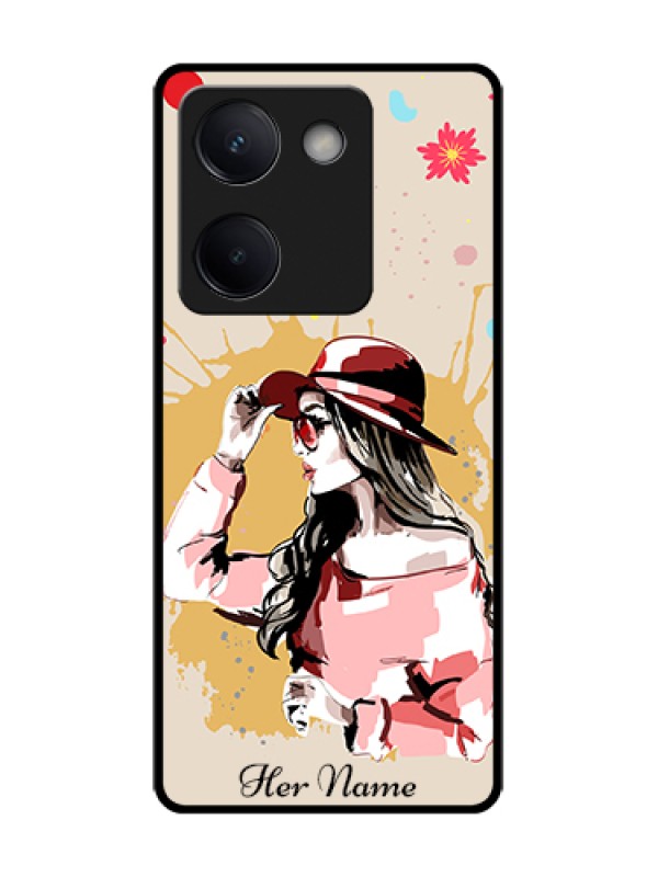 Custom Vivo Y200 Pro 5G Custom Metal Phone Case - Women With Pink Hat Design