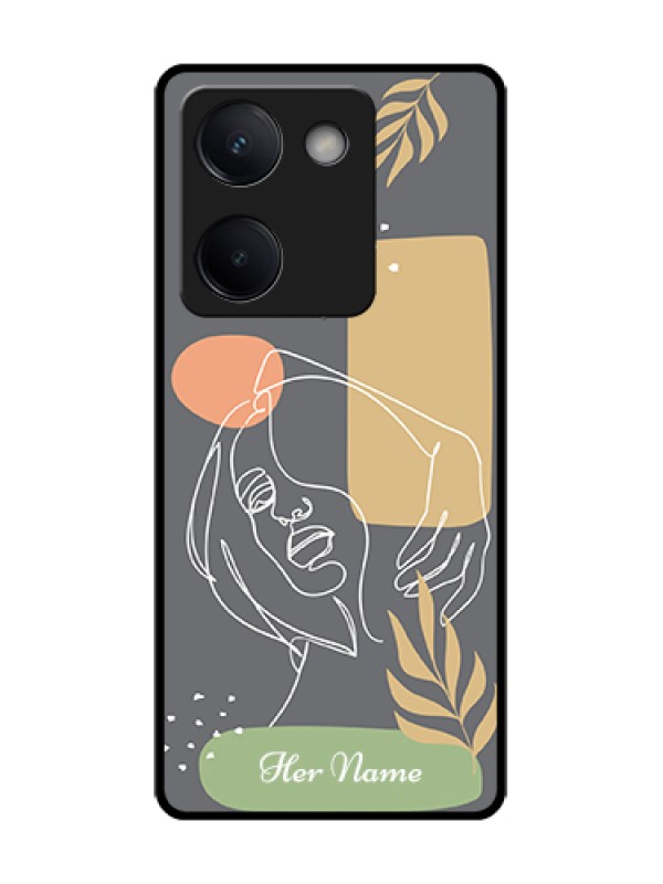 Custom Vivo Y200 Pro 5G Custom Metal Phone Case - Gazing Woman Line Art Design