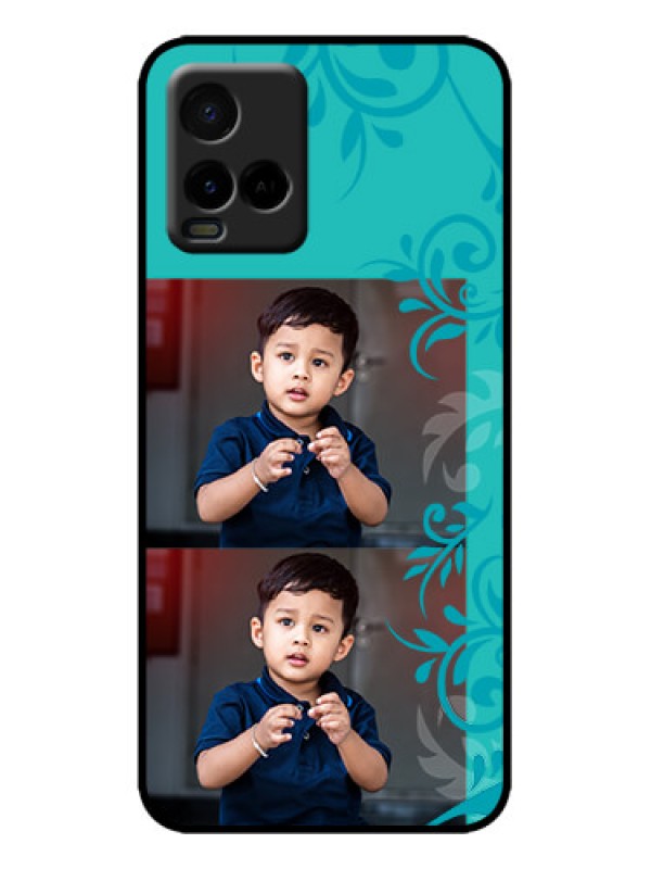 Custom Vivo Y21A Custom Metal Phone Case - With Photo And Green Floral Design