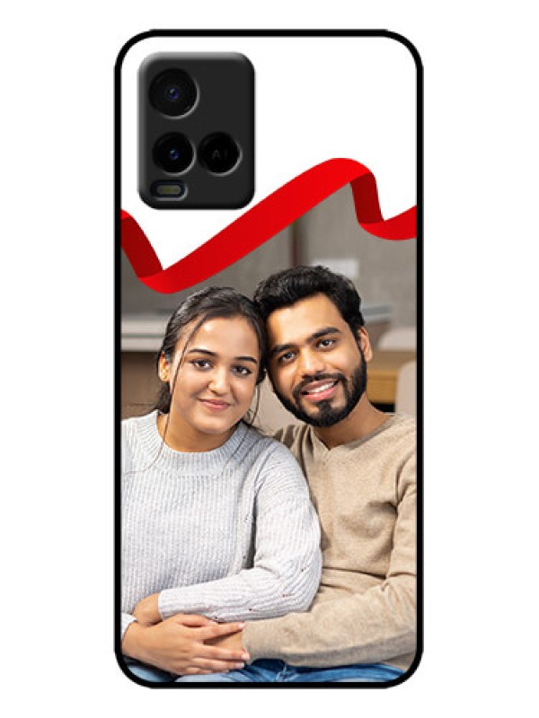 Custom Vivo Y21A Custom Metal Phone Case - Red Ribbon Frame Design