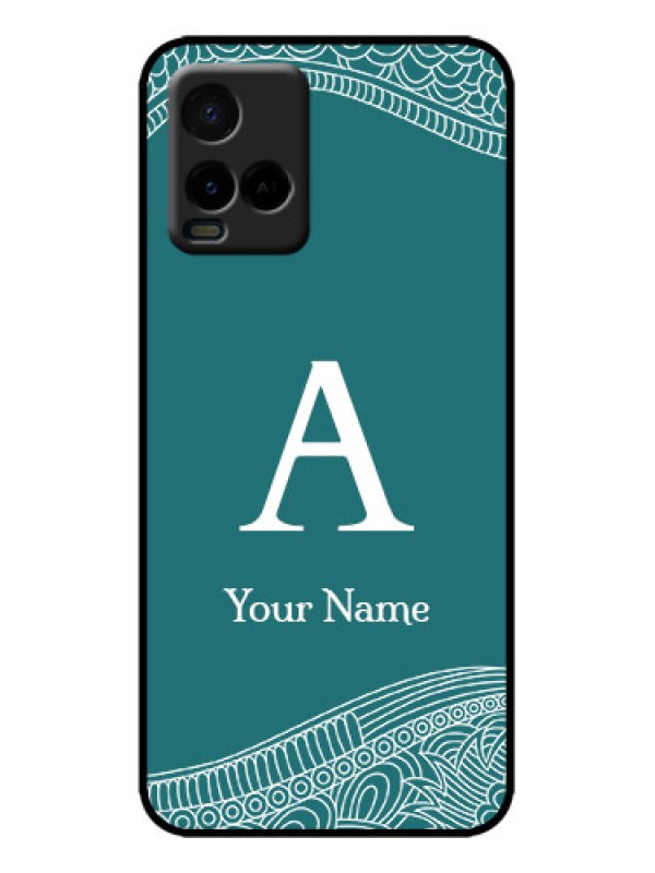 Custom Vivo Y21A Custom Metal Phone Case - Line Art Pattern With Custom Name Design