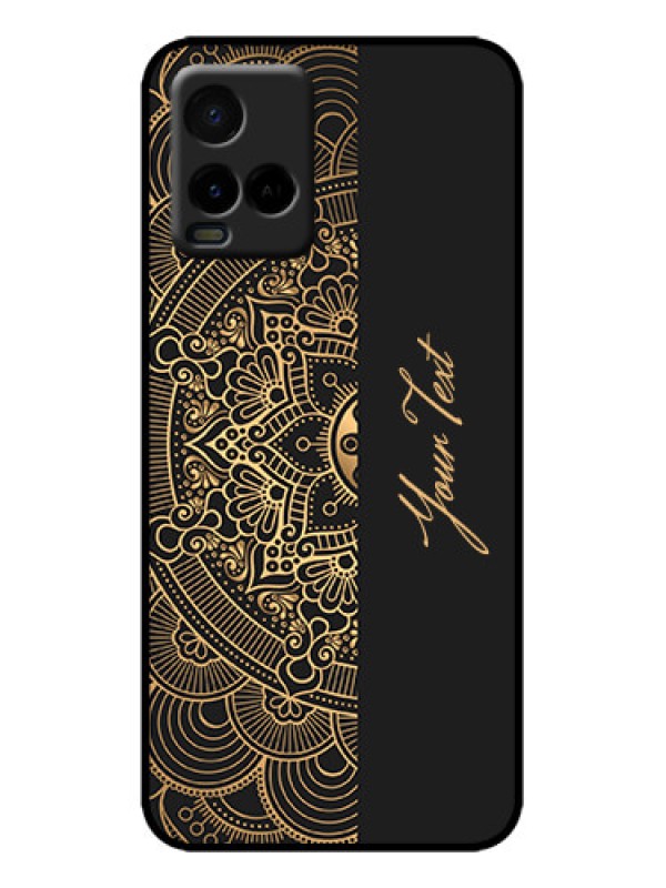 Custom Vivo Y21e Custom Metal Phone Case - Mandala Art With Custom Text Design