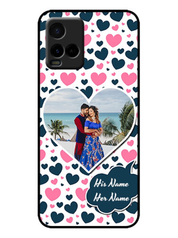 Custom Vivo Y21G Custom Metal Phone Case - Pink and Blue Heart Design