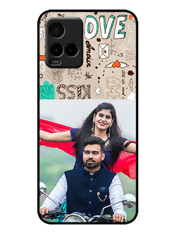 Custom Vivo Y21G Custom Metal Phone Case - Love Doodle Pattern