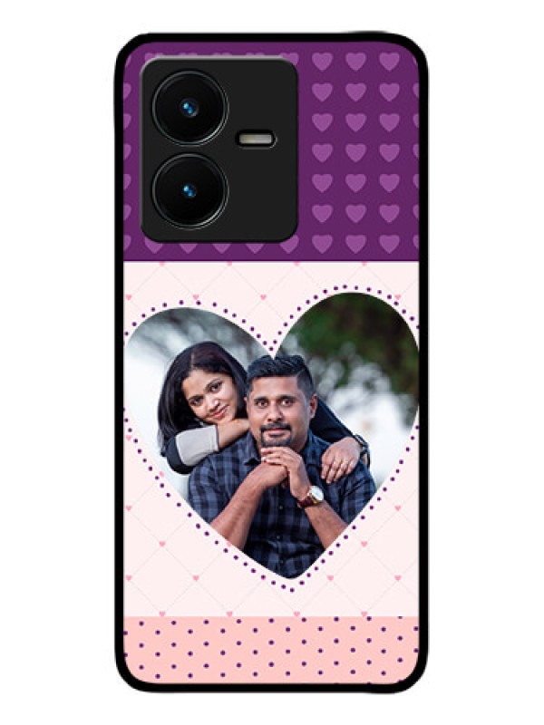 Custom Vivo Y22 Custom Metal Phone Case - Violet Love Dots Design