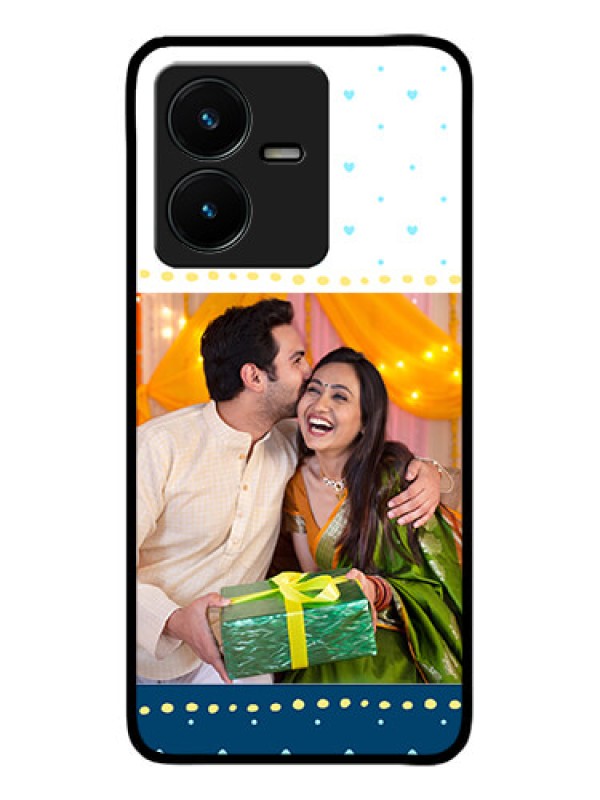 Custom Vivo Y22 Custom Metal Phone Case - White And Blue Abstract Design