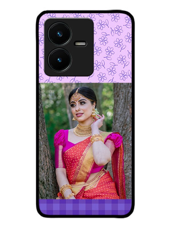 Custom Vivo Y22 Custom Metal Phone Case - Purple Floral Design