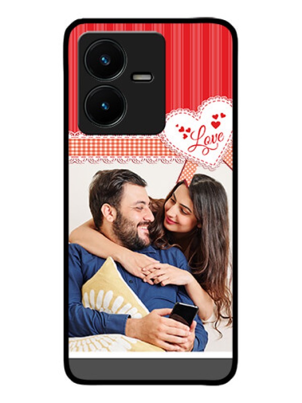 Custom Vivo Y22 Custom Metal Phone Case - Red Love Pattern Design