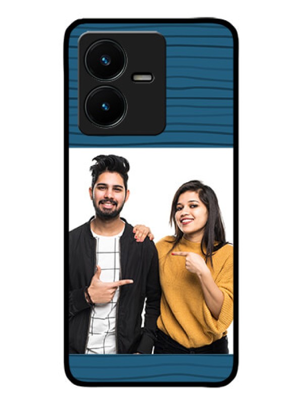 Custom Vivo Y22 Custom Metal Phone Case - Blue Pattern Cover Design