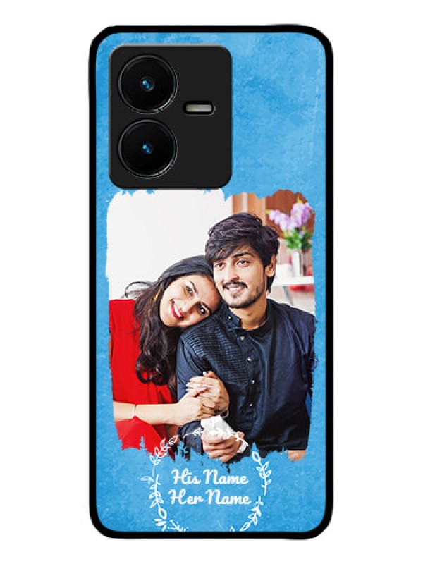 Custom Vivo Y22 Custom Metal Phone Case - Blue Color Vintage Design