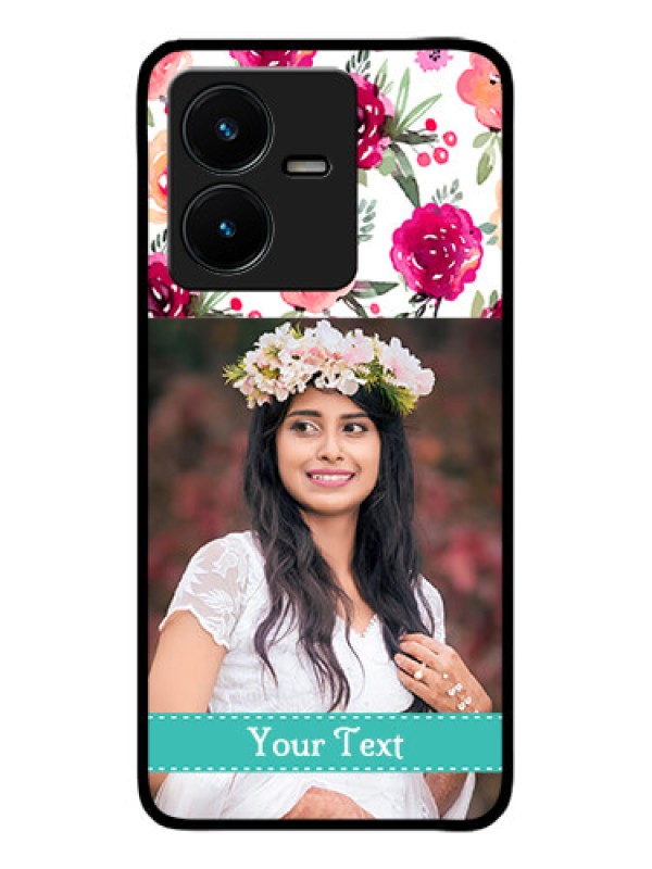 Custom Vivo Y22 Custom Metal Phone Case - Water Colors Floral Design