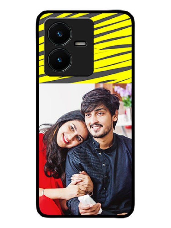 Custom Vivo Y22 Custom Metal Phone Case - Yellow Abstract Design