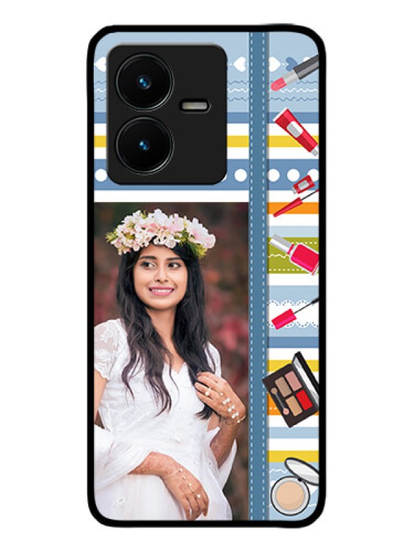 Custom Vivo Y22 Custom Metal Phone Case - Makeup Icons Design