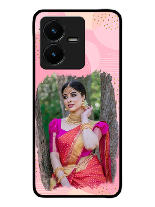 Custom Vivo Y22 Custom Metal Phone Case - Gold Glitter Splash Design