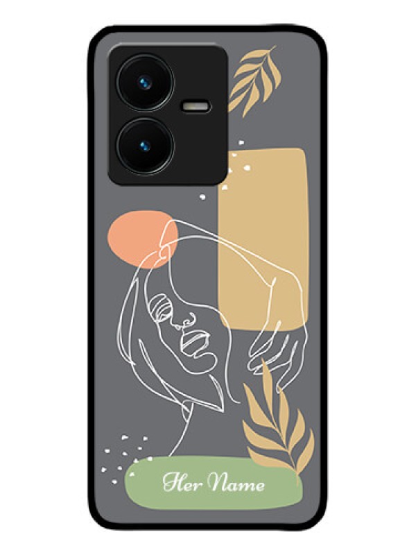 Custom Vivo Y22 Custom Metal Phone Case - Gazing Woman Line Art Design