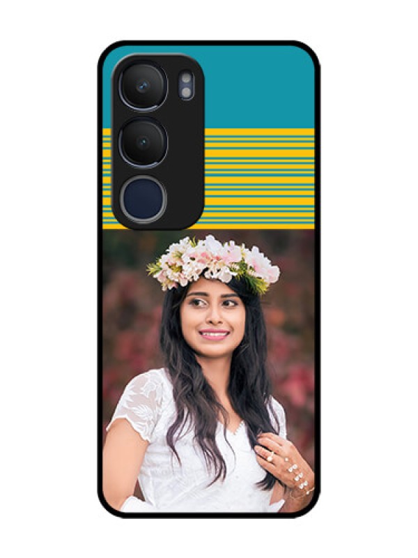 Custom Vivo Y29 5G Custom Metal Phone Case - Yellow and Blue Design