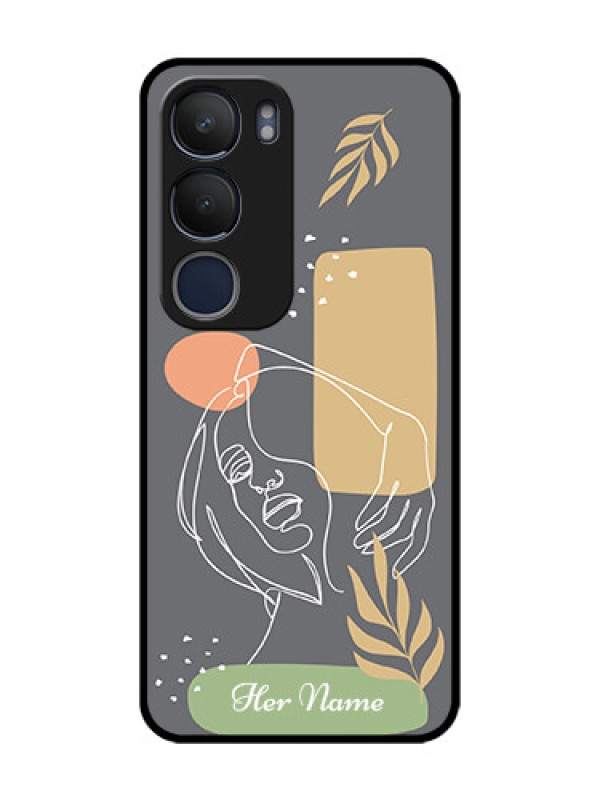 Custom Vivo Y29 5G Custom Metal Phone Case - Gazing Woman Line Art Design