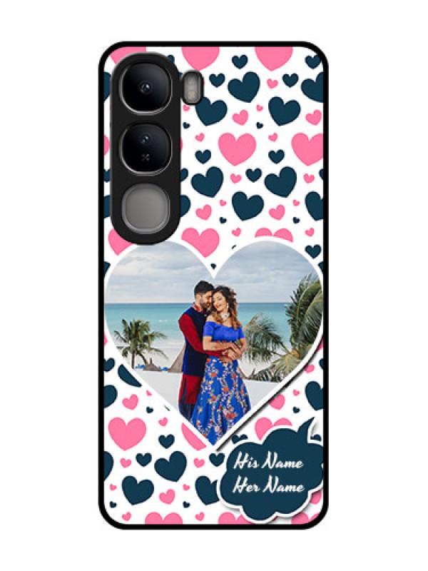 Custom Vivo Y300 5G Custom Metal Phone CasePink and Blue Heart Design