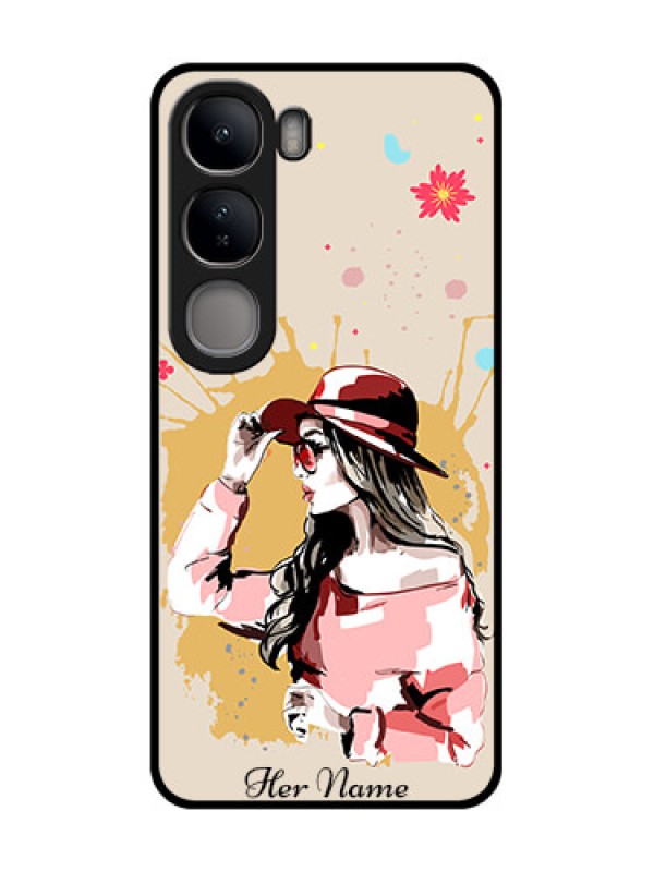 Custom Vivo Y300 5G Custom Metal Phone CaseWomen With Pink Hat Design