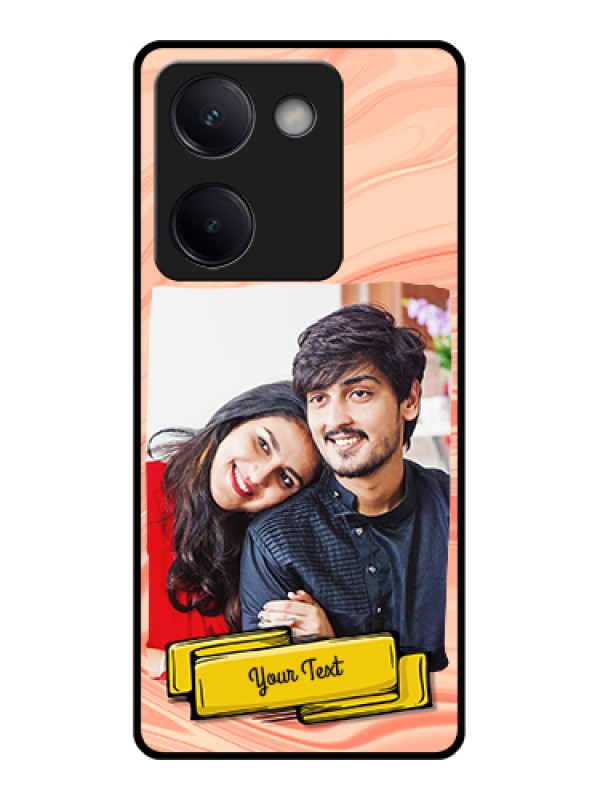 Custom Vivo Y300 Plus 5G Custom Metal Phone CaseCurved Line Art With Blue And White Design