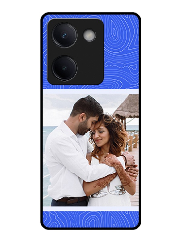 Custom Vivo Y300 Plus 5G Custom Metal Phone Case - Curved Line Art With Blue And White Design