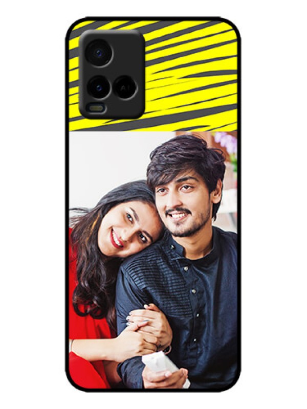 Custom Vivo Y33s Custom Metal Phone Case - Yellow Abstract Design