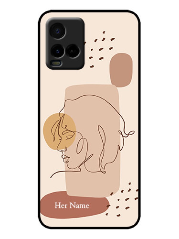 Custom Vivo Y33s Custom Metal Phone Case - Calm Woman Line Art Design