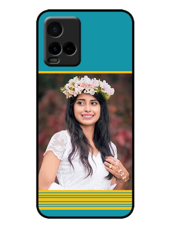 Custom Vivo Y33T Custom Metal Phone Case - Yellow and Blue Design