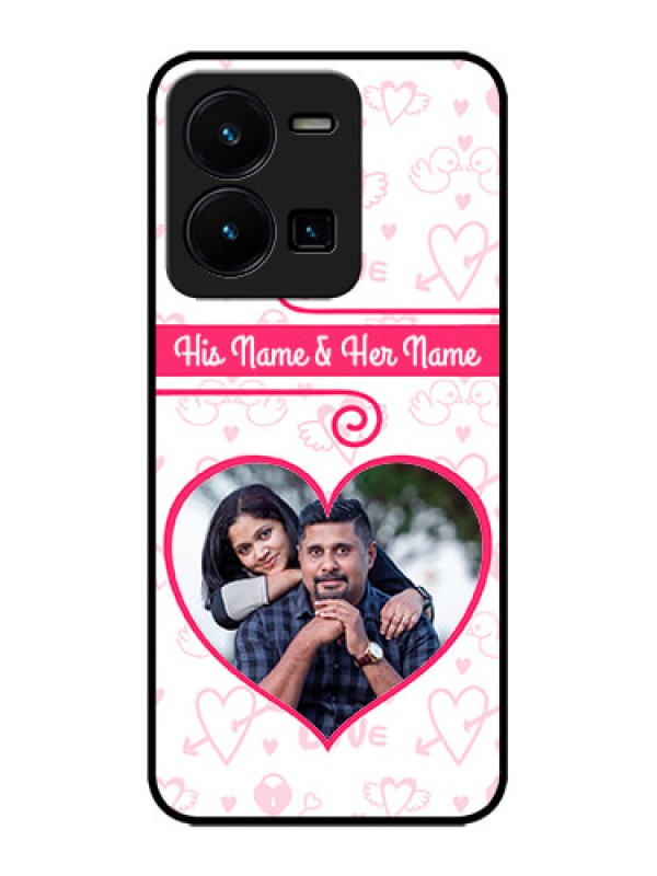 Custom Vivo Y35 Custom Metal Phone CaseHeart Shape Love Design