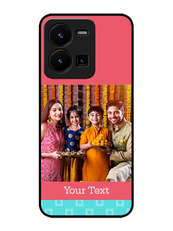 Custom Vivo Y35 Custom Metal Phone CasePeach and Blue Color Design