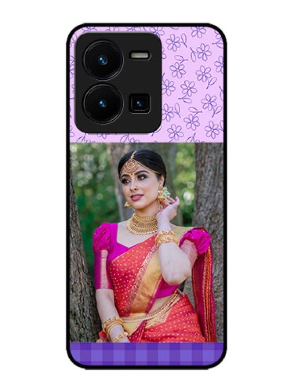 Custom Vivo Y35 Custom Metal Phone CasePurple Floral Design