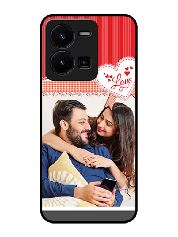 Custom Vivo Y35 Custom Metal Phone CaseRed Love Pattern Design