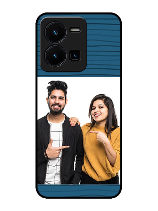 Custom Vivo Y35 Custom Metal Phone CaseBlue Pattern Cover Design