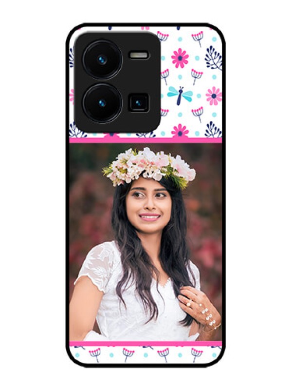 Custom Vivo Y35 Custom Metal Phone CaseColorful Flower Design