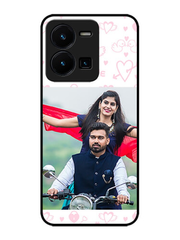 Custom Vivo Y35 Custom Metal Phone CasePink Flying Heart Design