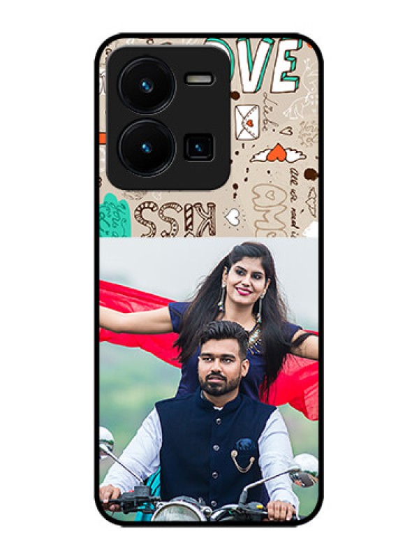 Custom Vivo Y35 Custom Metal Phone CaseLove Doodle Pattern