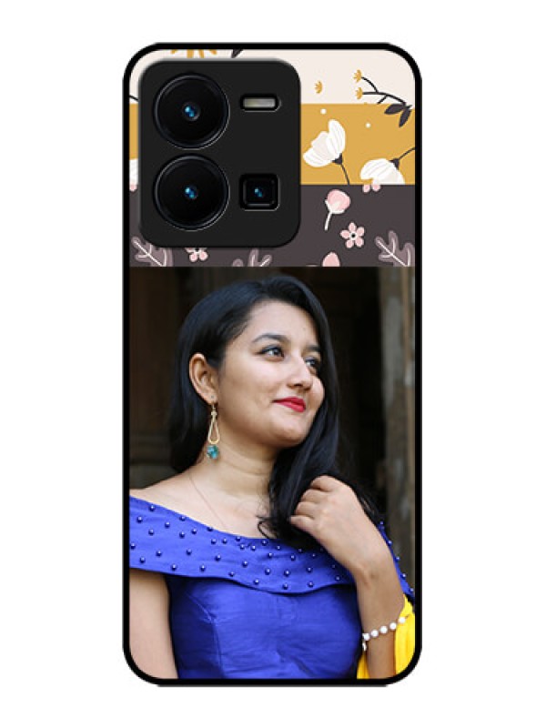 Custom Vivo Y35 Custom Metal Phone CaseStylish Floral Design