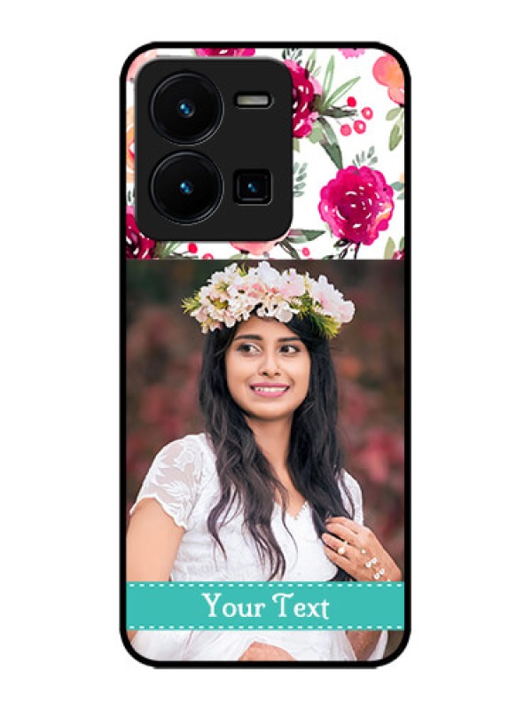 Custom Vivo Y35 Custom Metal Phone CaseWater Colors Floral Design