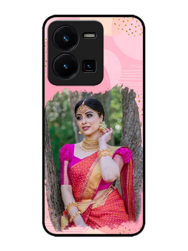 Custom Vivo Y35 Custom Metal Phone CaseGold Glitter Splash Design